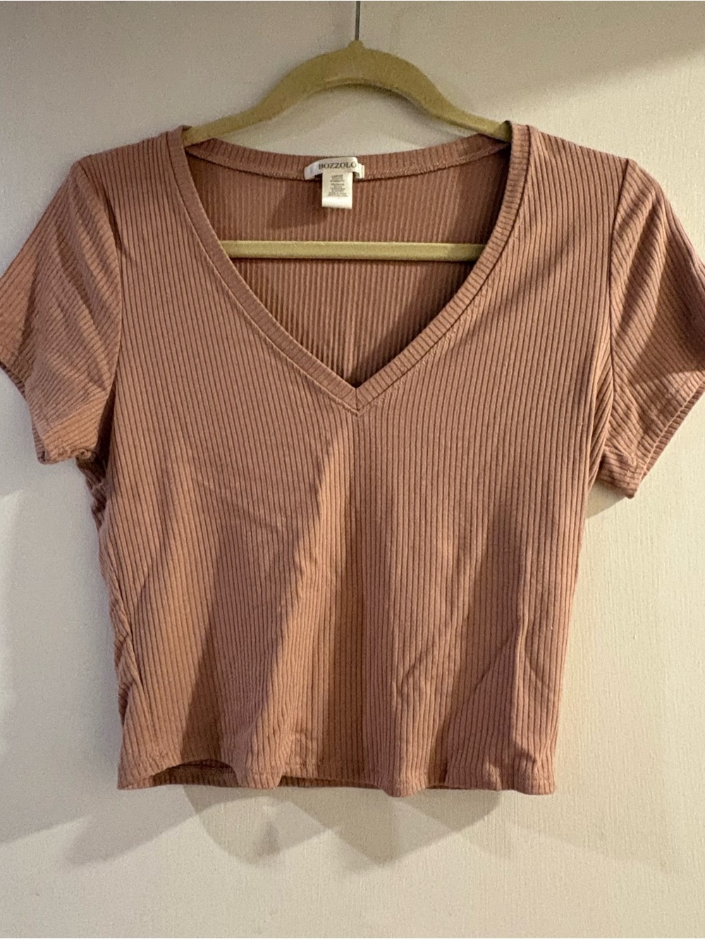 Large Beige Ribbed Crop Top